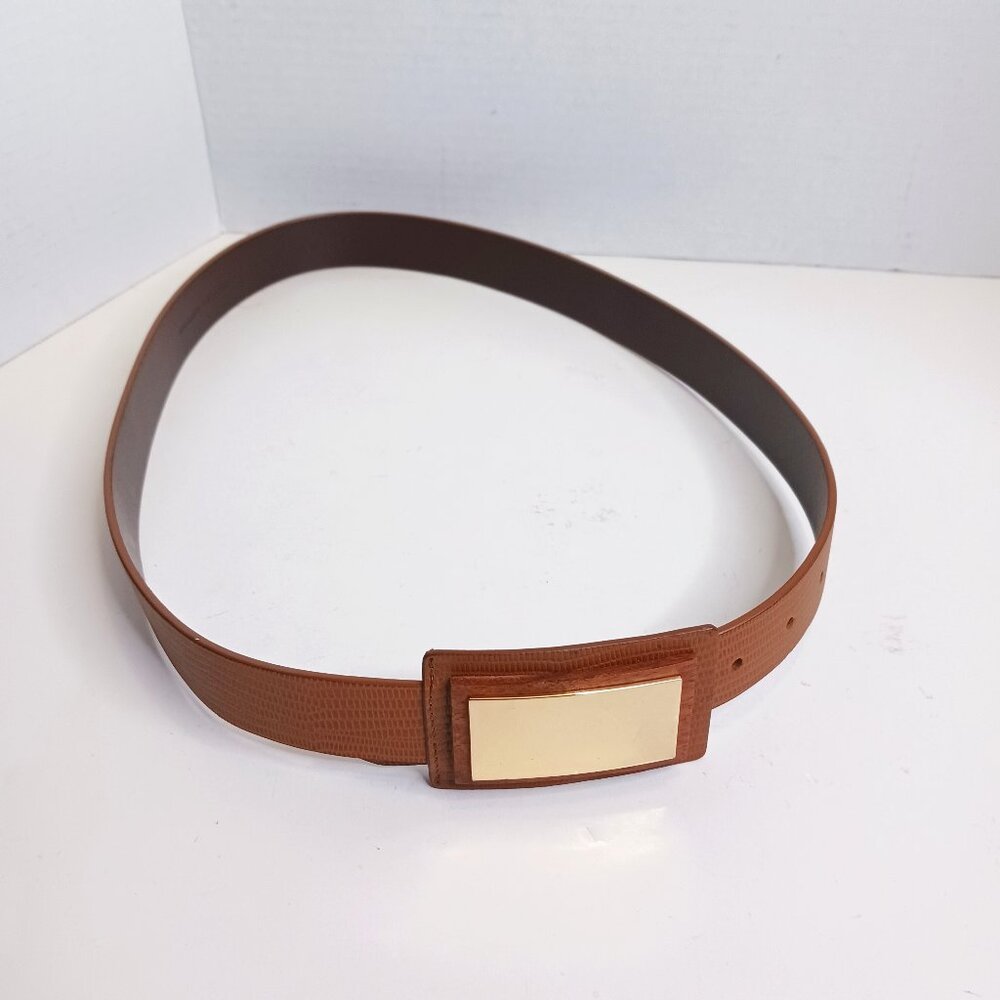 Chico's Vintage Women's Belt Size S Brown Leather Gold Buckle